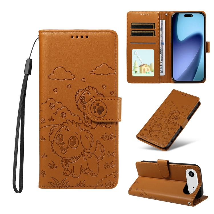Embossed Heart Dog RFID Blocking Wallet Leather Phone Case