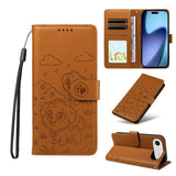 Embossed Heart Dog RFID Blocking Wallet Leather Phone Case