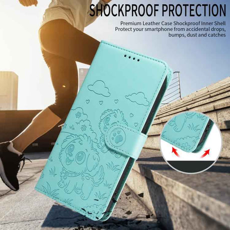 Embossed Heart Dog RFID Blocking Wallet Leather Phone Case