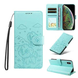 Embossed Heart Dog RFID Blocking Wallet Leather Phone Case