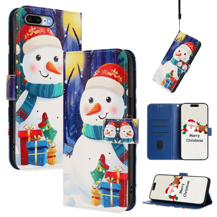 Christmas Series Buckle Leather Phone Case with Hand Strap