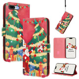 Christmas Series Buckle Leather Phone Case with Hand Strap