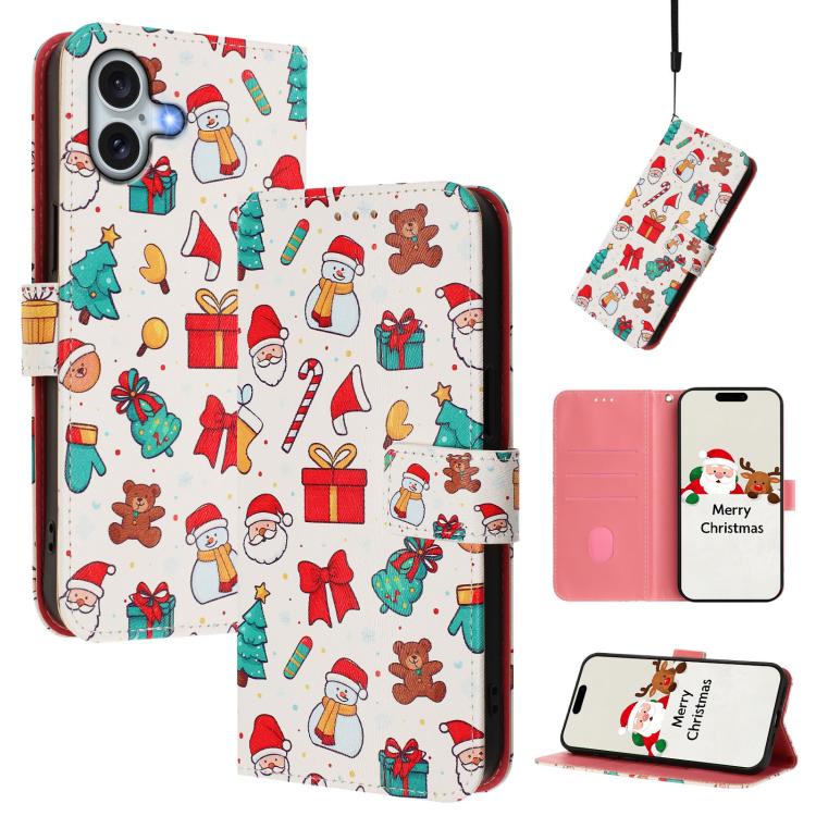 Christmas Series Buckle Leather Phone Case with Hand Strap