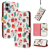 Christmas Series Buckle Leather Phone Case with Hand Strap