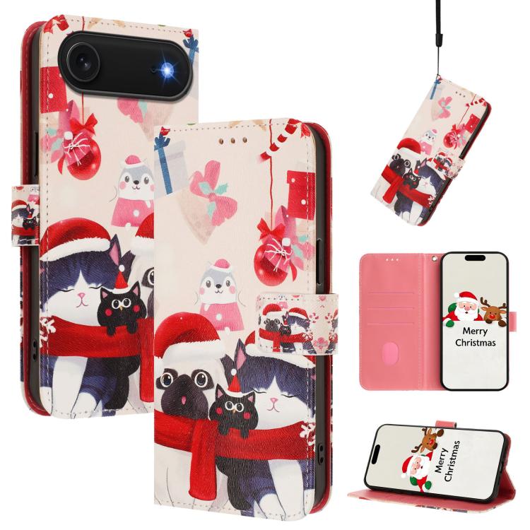 Christmas Series Buckle Leather Phone Case with Hand Strap
