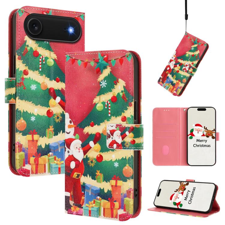 Christmas Series Buckle Leather Phone Case with Hand Strap