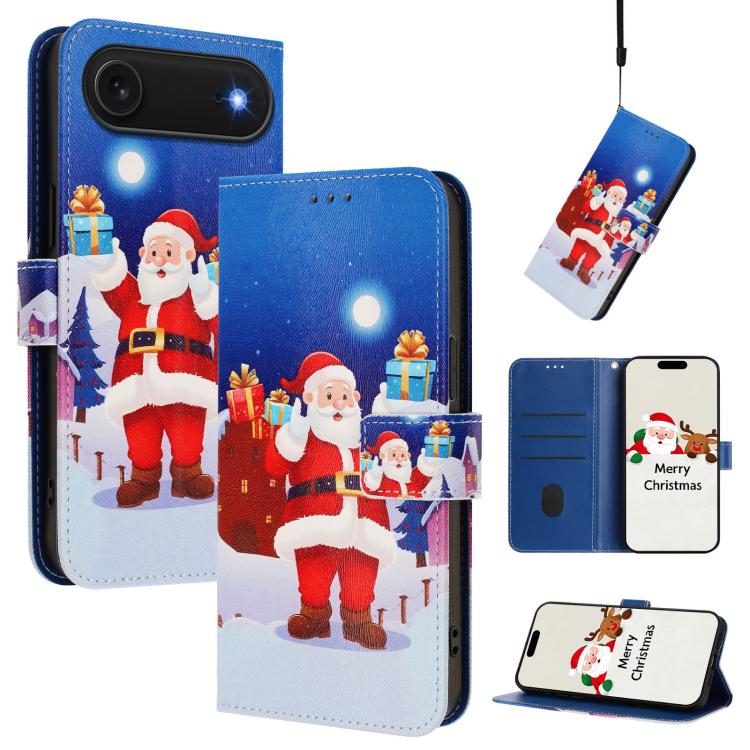 Christmas Series Buckle Leather Phone Case with Hand Strap