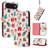 Christmas Series Buckle Leather Phone Case with Hand Strap