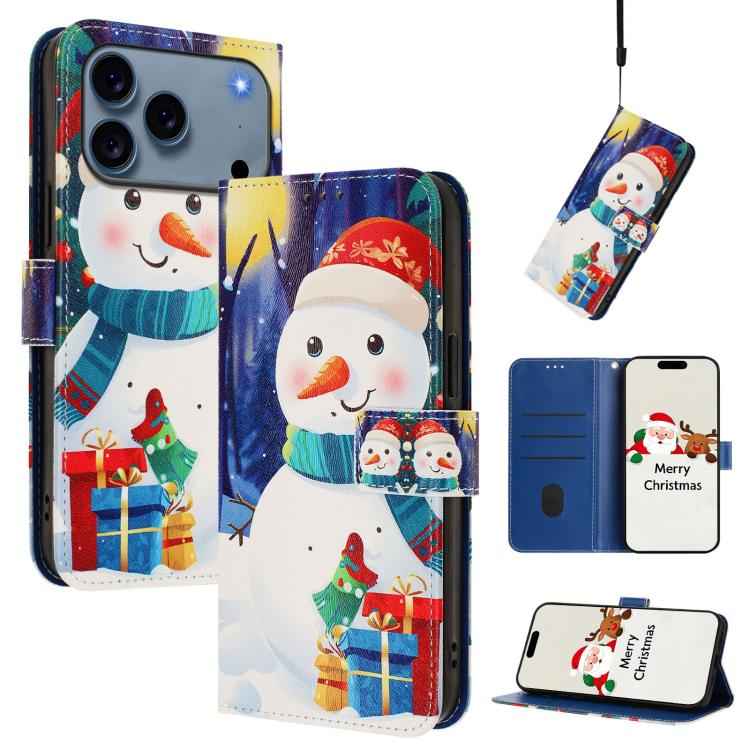 Christmas Series Buckle Leather Phone Case with Hand Strap