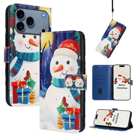 Christmas Series Buckle Leather Phone Case with Hand Strap