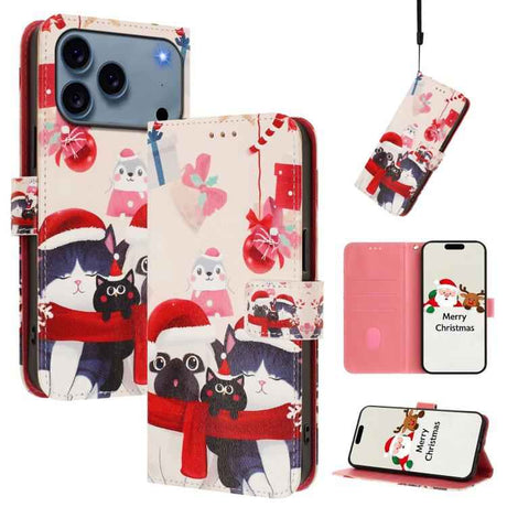 Christmas Series Buckle Leather Phone Case with Hand Strap