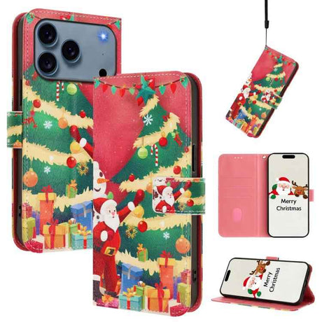 Christmas Series Buckle Leather Phone Case with Hand Strap