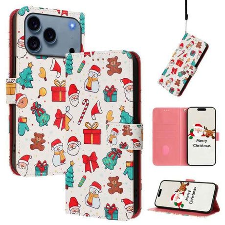 Christmas Series Buckle Leather Phone Case with Hand Strap