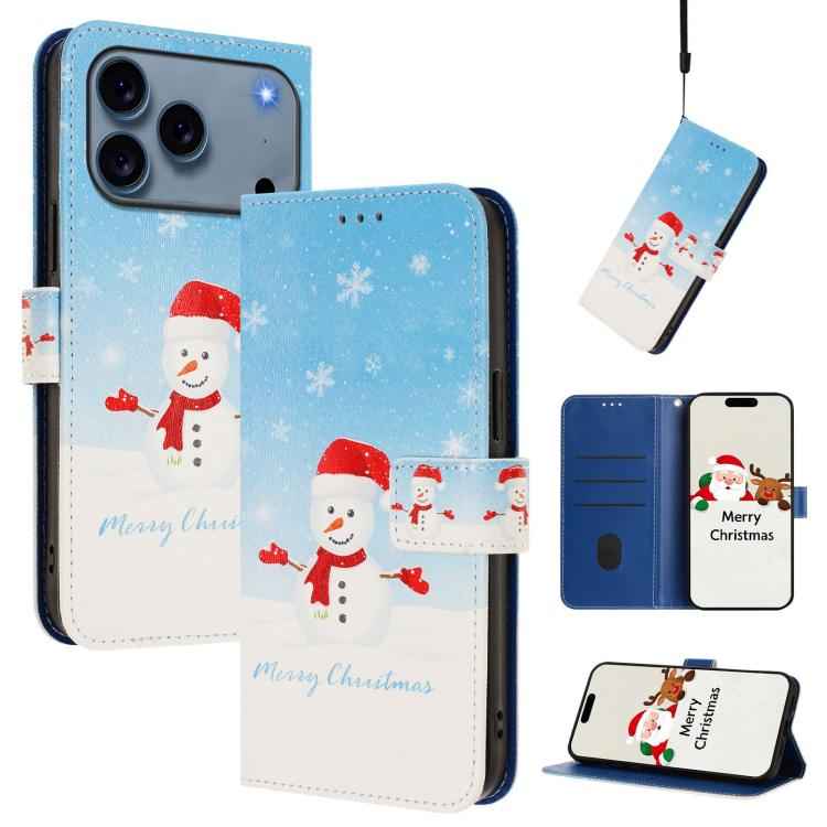Christmas Series Buckle Leather Phone Case with Hand Strap