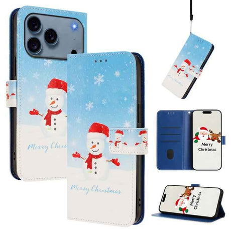 Christmas Series Buckle Leather Phone Case with Hand Strap