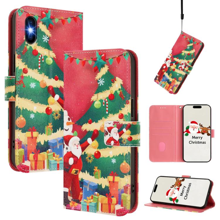Christmas Series Buckle Leather Phone Case with Hand Strap