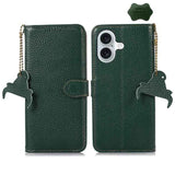 Genuine Leather Litchi Texture RFID Leather Phone Case