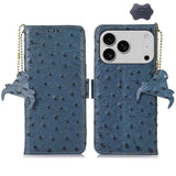 Ostrich Pattern Genuine Leather RFID Phone Case