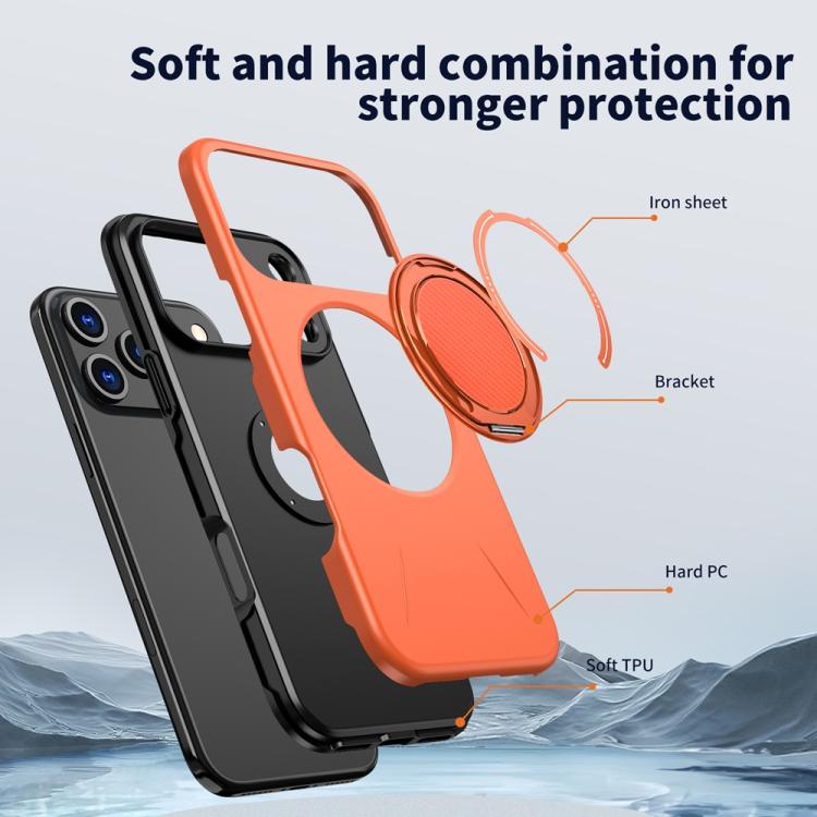 Metal Rotation Holder MagSafe TPU Hybrid PC Phone Case