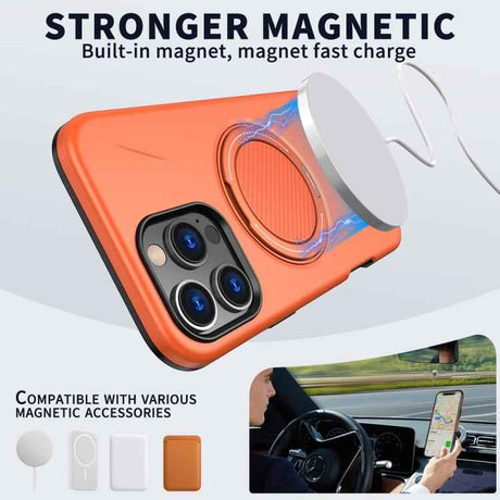 Metal Rotation Holder MagSafe TPU Hybrid PC Phone Case