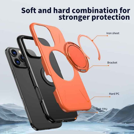 Metal Rotation Holder MagSafe TPU Hybrid PC Phone Case