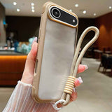 Solid Color Edge Transparency Acrylic TPU Phone Case with Wrist Strap