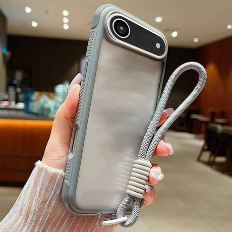 Solid Color Edge Transparency Acrylic TPU Phone Case with Wrist Strap