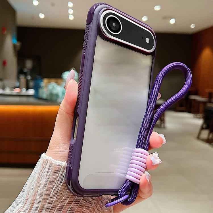 Solid Color Edge Transparency Acrylic TPU Phone Case with Wrist Strap