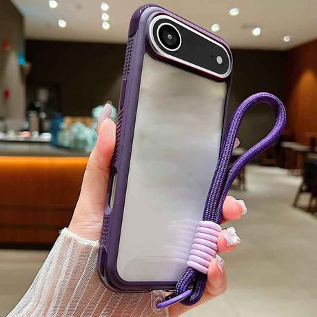 Solid Color Edge Transparency Acrylic TPU Phone Case with Wrist Strap
