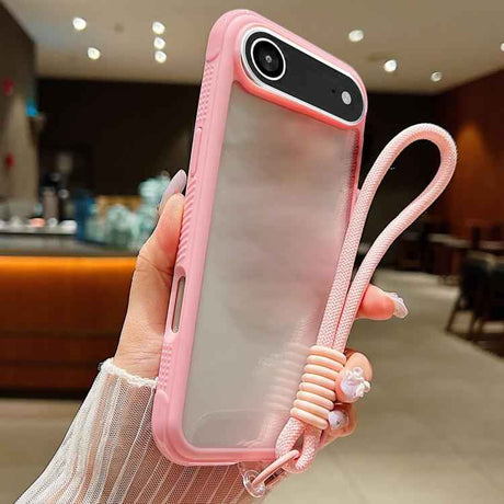 Solid Color Edge Transparency Acrylic TPU Phone Case with Wrist Strap