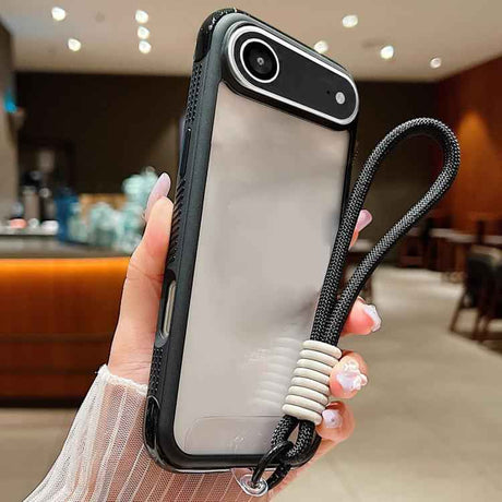 Solid Color Edge Transparency Acrylic TPU Phone Case with Wrist Strap