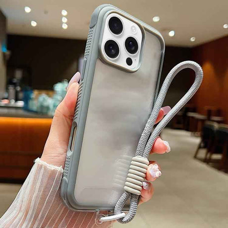 Solid Color Edge Transparency Acrylic TPU Phone Case with Wrist Strap