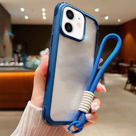 Solid Color Edge Transparency Acrylic TPU Phone Case with Wrist Strap