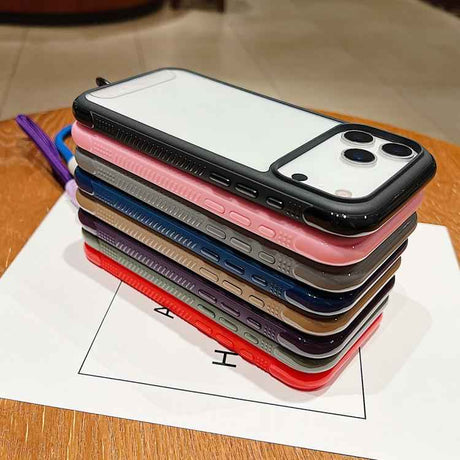 Solid Color Edge Transparency Acrylic TPU Phone Case with Wrist Strap