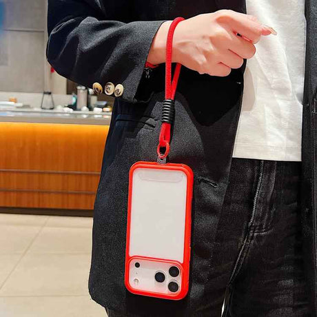 Solid Color Edge Transparency Acrylic TPU Phone Case with Wrist Strap