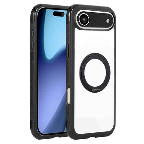 Solid Color Edge Transparency Rotation Holder MagSafe Phone Case