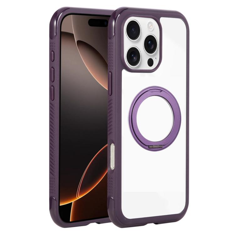 Solid Color Edge Transparency Rotation Holder MagSafe Phone Case