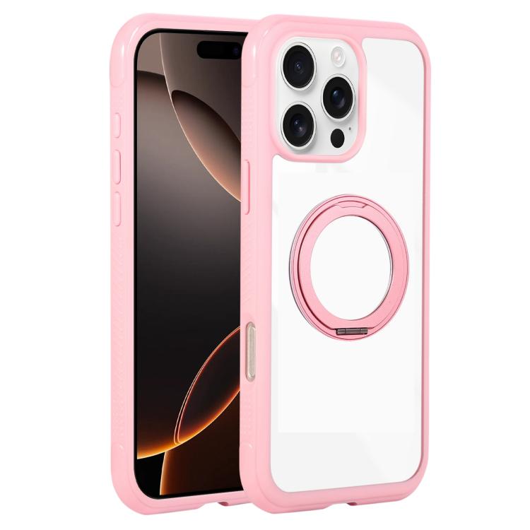 Solid Color Edge Transparency Rotation Holder MagSafe Phone Case