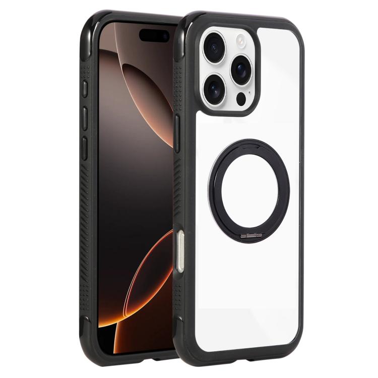 Solid Color Edge Transparency Rotation Holder MagSafe Phone Case