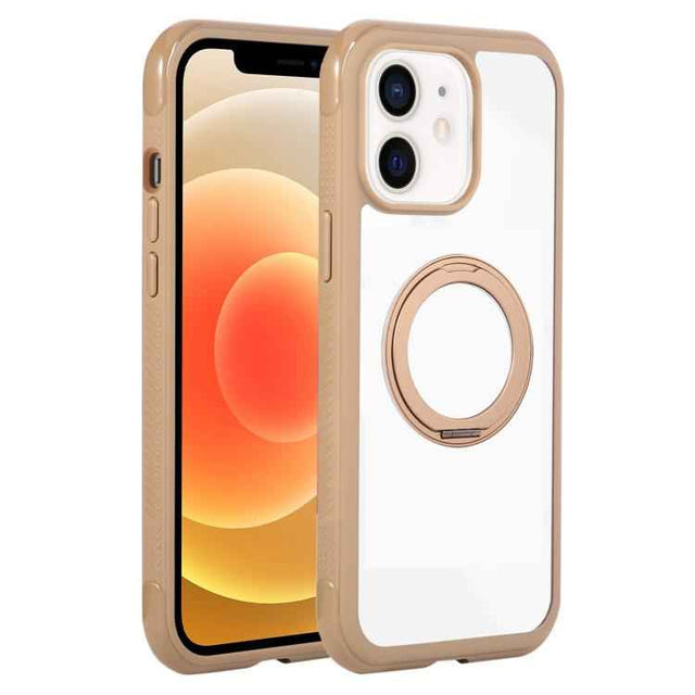 Solid Color Edge Transparency Rotation Holder MagSafe Phone Case
