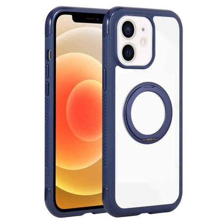 Solid Color Edge Transparency Rotation Holder MagSafe Phone Case