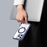 Solid Color Edge Transparency Rotation Holder MagSafe Phone Case