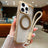 Solid Color Edge Transparency Rotation Holder MagSafe Phone Case with Wrist Strap