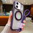 Solid Color Edge Transparency Rotation Holder MagSafe Phone Case with Wrist Strap