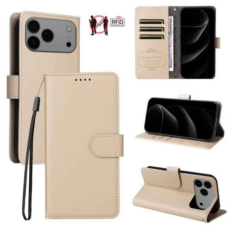 Litchi Texture RFID Blocking 3-Card Wallet Leather Phone Case