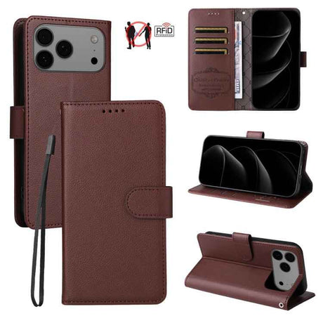 Litchi Texture RFID Blocking 3-Card Wallet Leather Phone Case