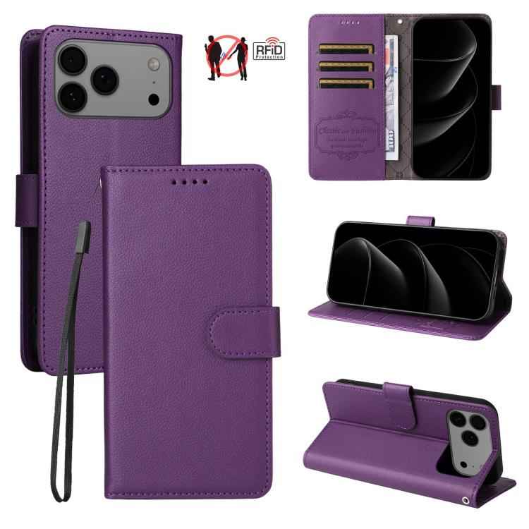 Litchi Texture RFID Blocking 3-Card Wallet Leather Phone Case