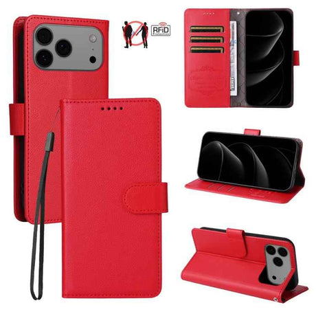 Litchi Texture RFID Blocking 3-Card Wallet Leather Phone Case