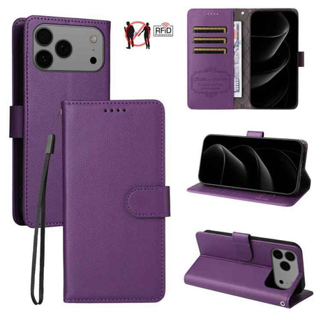 Litchi Texture RFID Blocking 3-Card Wallet Leather Phone Case