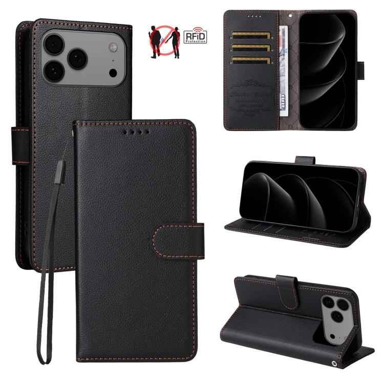 Litchi Texture RFID Blocking 3-Card Wallet Leather Phone Case